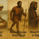 moses' birth, moses' escape from Egypt, Moses' marriage to Zipporah
